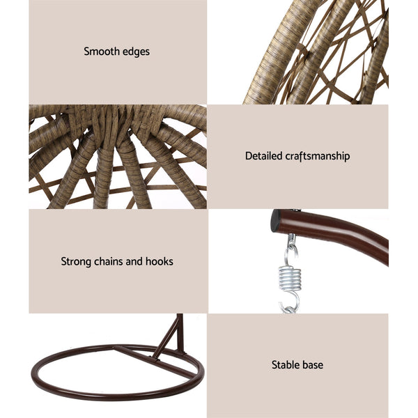 Gardeon Outdoor Hanging Swing Chair - Brown Gardeon