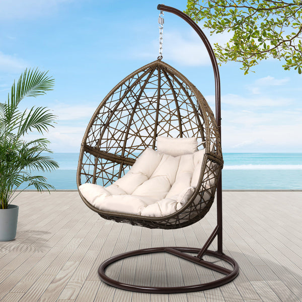 Gardeon Outdoor Hanging Swing Chair - Brown Gardeon