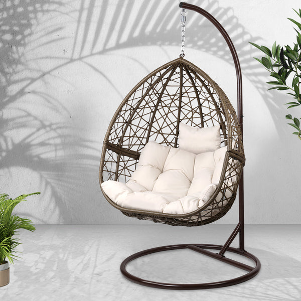 Gardeon Outdoor Hanging Swing Chair - Brown Gardeon