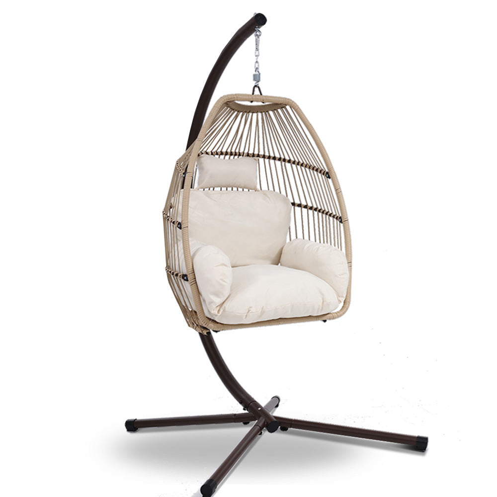 Gardeon Outdoor Furniture Egg Hanging Swing Chair Stand Wicker Rattan Hammock freeshipping - Awezingly