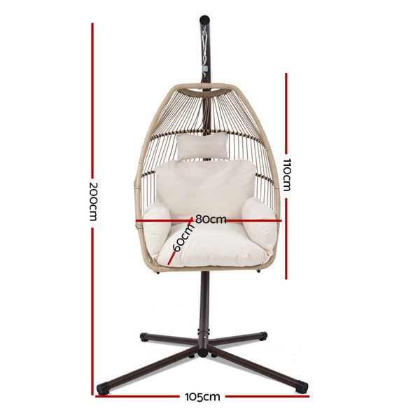 Gardeon Outdoor Furniture Egg Hanging Swing Chair Stand Wicker Rattan Hammock freeshipping - Awezingly