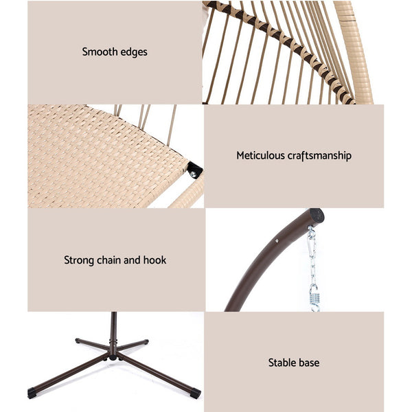 Gardeon Outdoor Furniture Egg Hanging Swing Chair Stand Wicker Rattan Hammock freeshipping - Awezingly