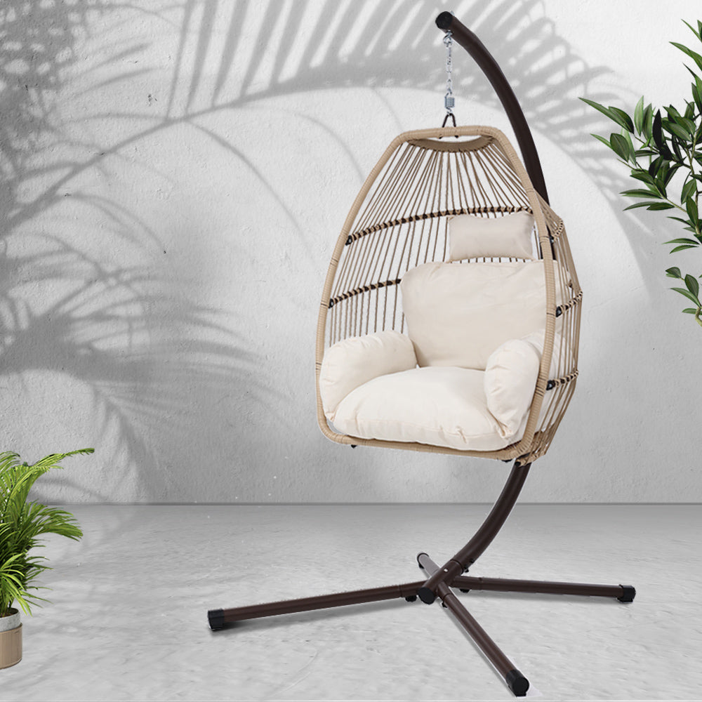 Gardeon Outdoor Furniture Egg Hanging Swing Chair Stand Wicker Rattan Hammock freeshipping - Awezingly