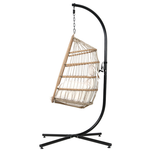Gardeon Egg Swing Chair Hammock With Stand Outdoor Furniture Hanging Wicker Seat Gardeon