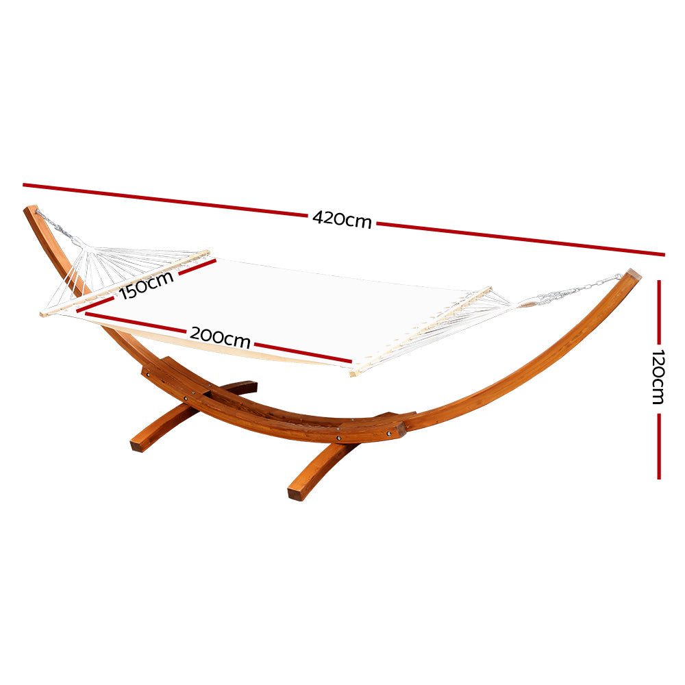 Gardeon Double Hammock with Wooden Hammock Stand Gardeon