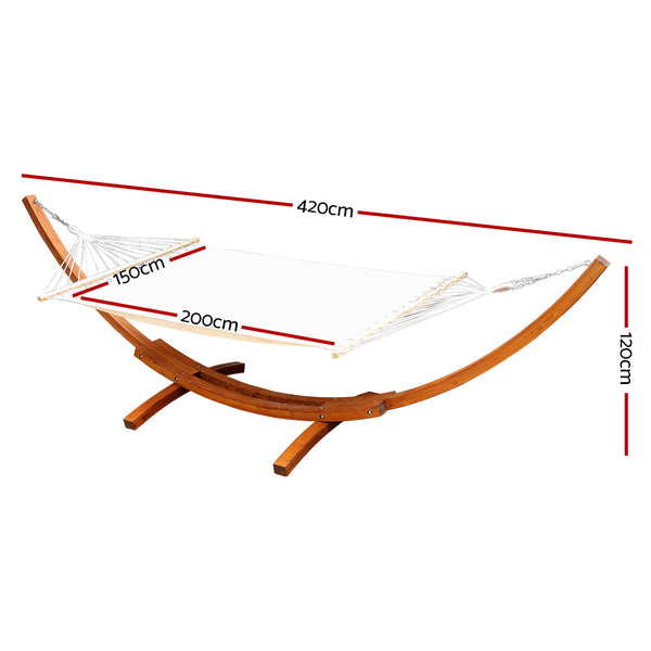 Gardeon Double Hammock with Wooden Hammock Stand Gardeon
