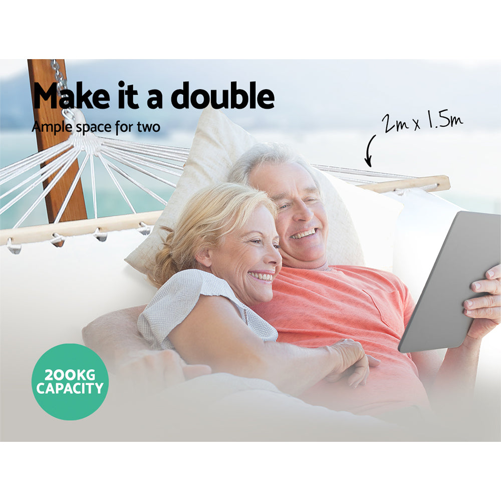 Gardeon Double Hammock with Wooden Hammock Stand Gardeon