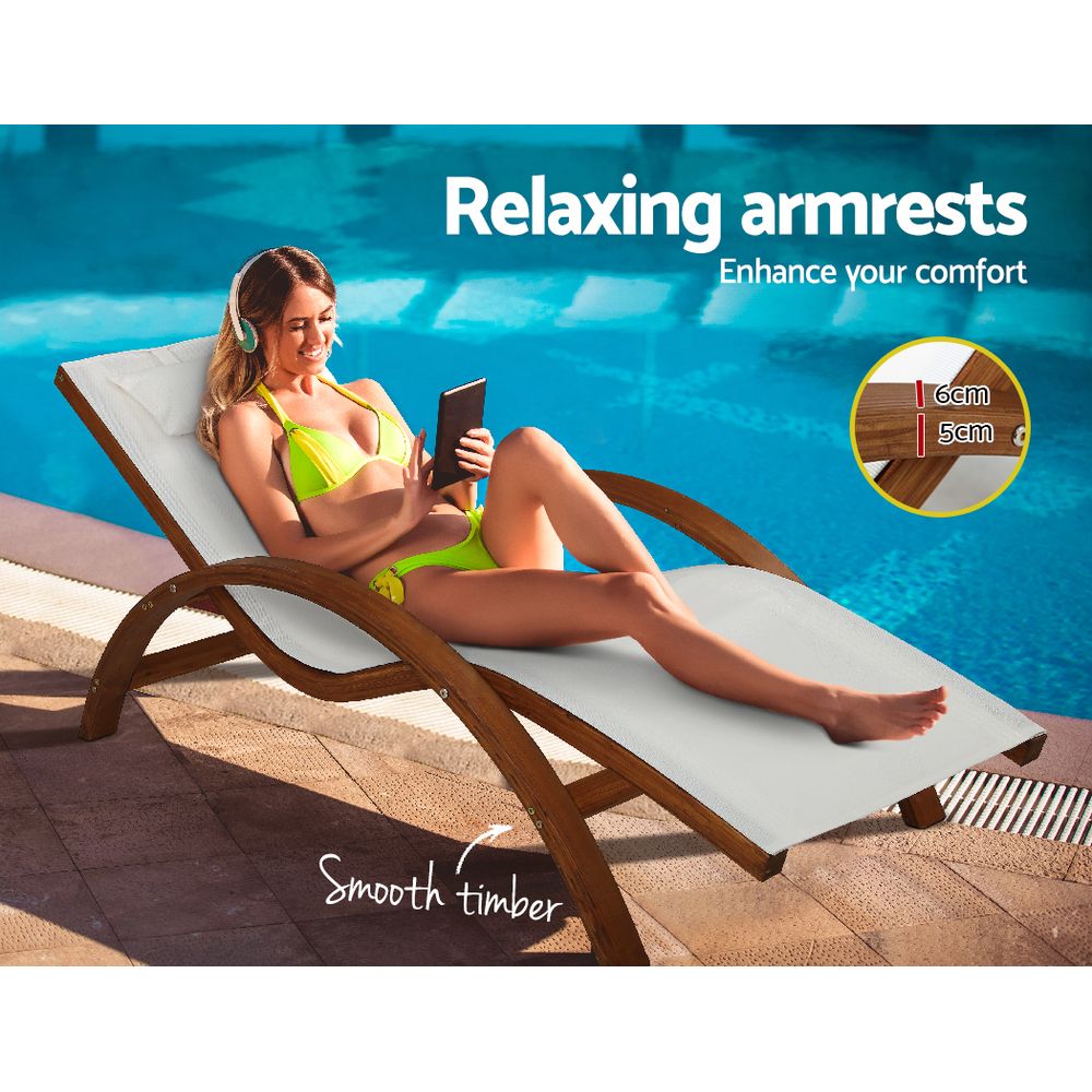 Gardeon Outdoor Wooden Sun Lounge Setting Day Bed Chair Garden Patio Furniture freeshipping - Awezingly