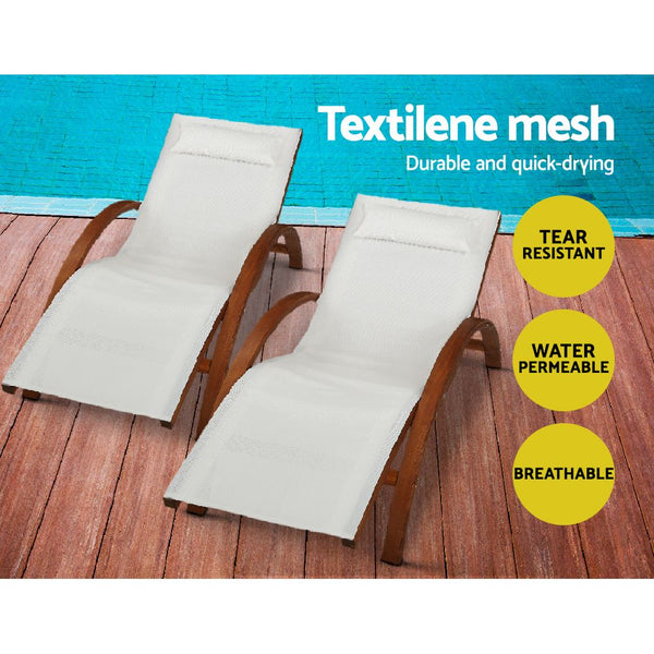 Gardeon Outdoor Wooden Sun Lounge Setting Day Bed Chair Garden Patio Furniture freeshipping - Awezingly