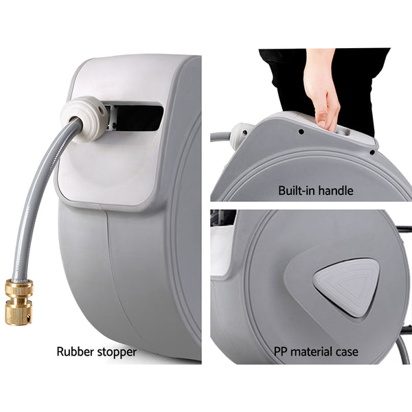 20M Retractable Water Hose Reel Garden Storage AutoRewind Spray Gun freeshipping - Awezingly