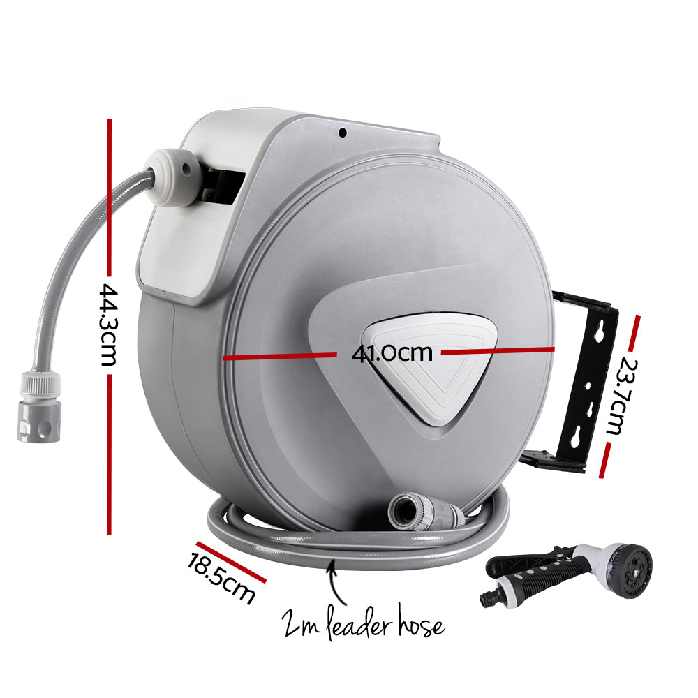 Retractable Hose Reel 30M Garden Water Auto Rewind Spray Gun Gardeon