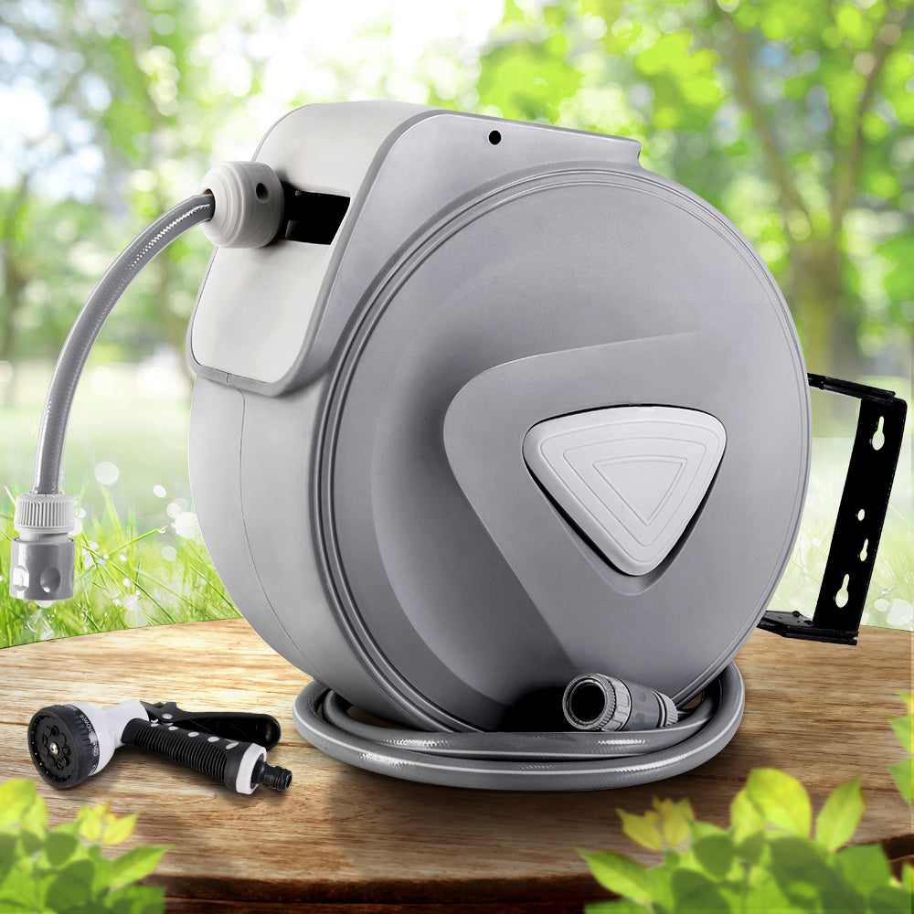 Retractable Hose Reel 30M Garden Water Auto Rewind Spray Gun Gardeon