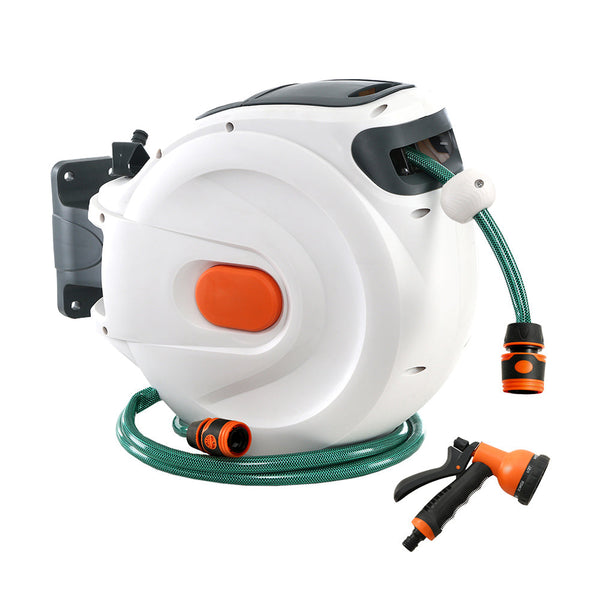 Greenfingers 10M Retractable Water Hose Reel Garden Spray Gun Storage AutoRewind Greenfingers