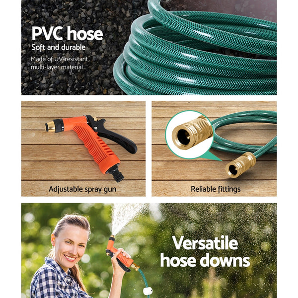 Greenfingers Retractable Hose Reel 20M Garden Water Brass Spray Gun Auto Rewind Greenfingers