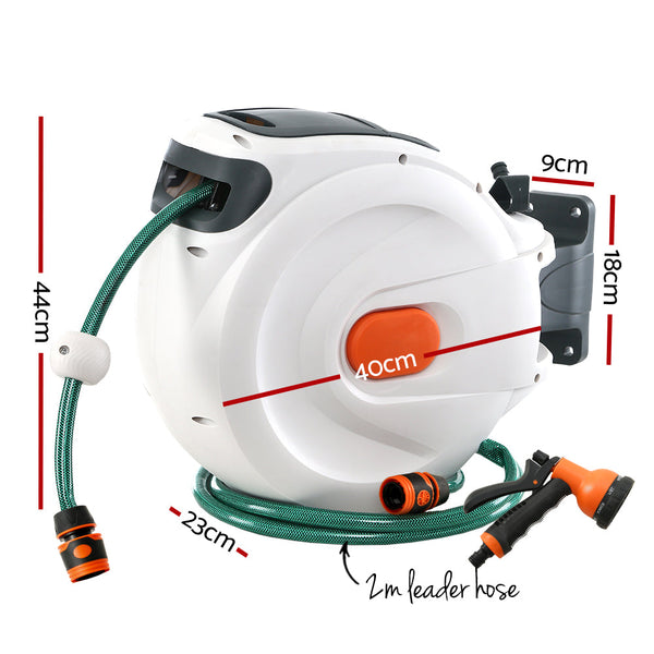 Greenfingers Retractable Hose Reel 30M Garden Water Spray Gun Auto Rewind Greenfingers