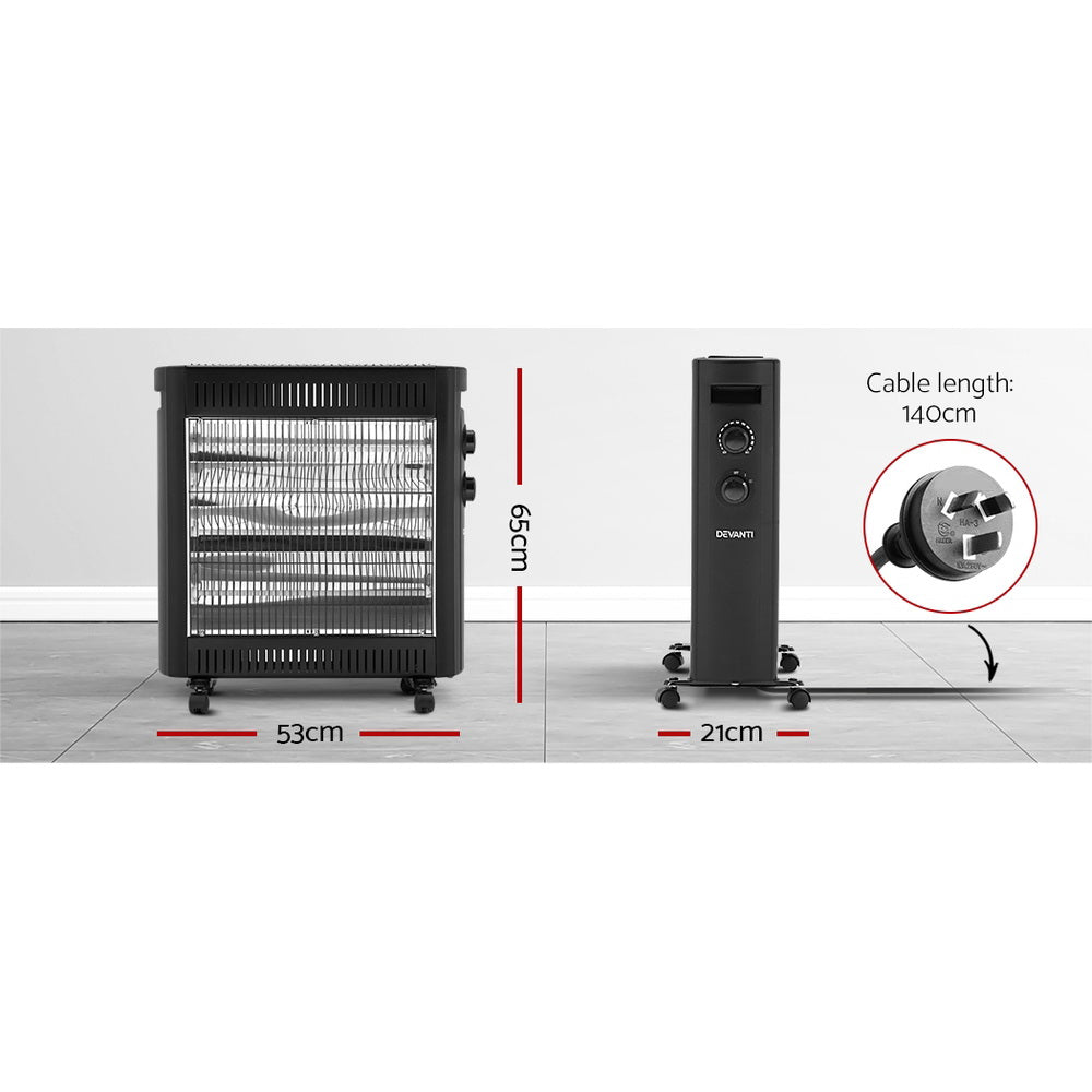 Devanti 2200W Infrared Radiant Heater Portable Electric Convection Heating Panel freeshipping - Awezingly