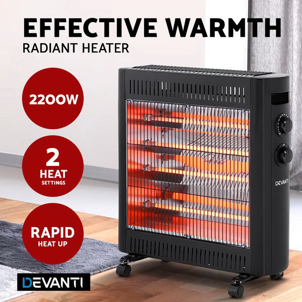 Devanti 2200W Infrared Radiant Heater Portable Electric Convection Heating Panel freeshipping - Awezingly