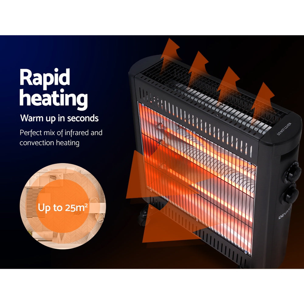 Devanti 2200W Infrared Radiant Heater Portable Electric Convection Heating Panel freeshipping - Awezingly