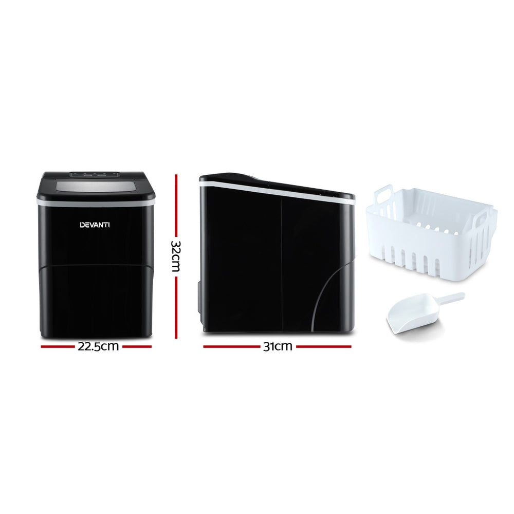 DEVANTi Portable Ice Cube Maker Machine 2L Home Bar Benchtop Easy Quick Black freeshipping - Awezingly