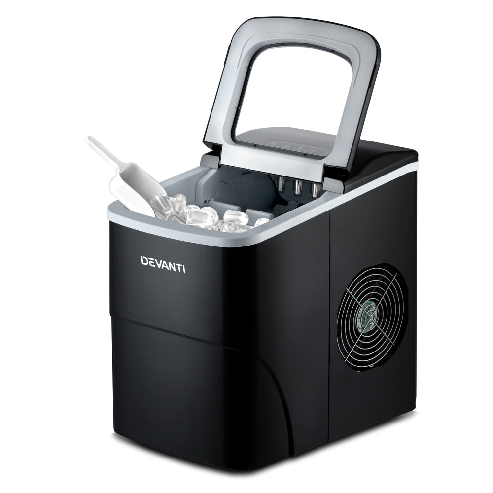 DEVANTi Portable Ice Cube Maker Machine 2L Home Bar Benchtop Easy Quick Black freeshipping - Awezingly
