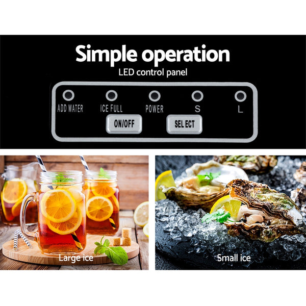 DEVANTi Portable Ice Cube Maker Machine 2L Home Bar Benchtop Easy Quick Black freeshipping - Awezingly