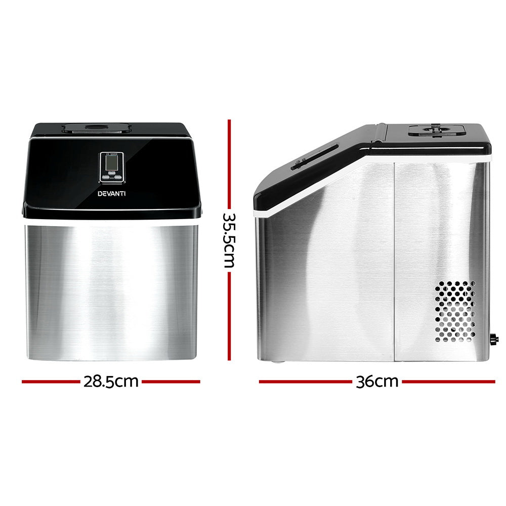 DEVANTi 3.2L Portable Ice Cube Maker Cold Commercial Machine Stainless Steel freeshipping - Awezingly