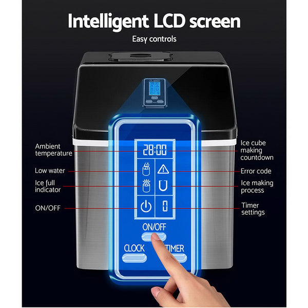 DEVANTi 3.2L Portable Ice Cube Maker Cold Commercial Machine Stainless Steel freeshipping - Awezingly