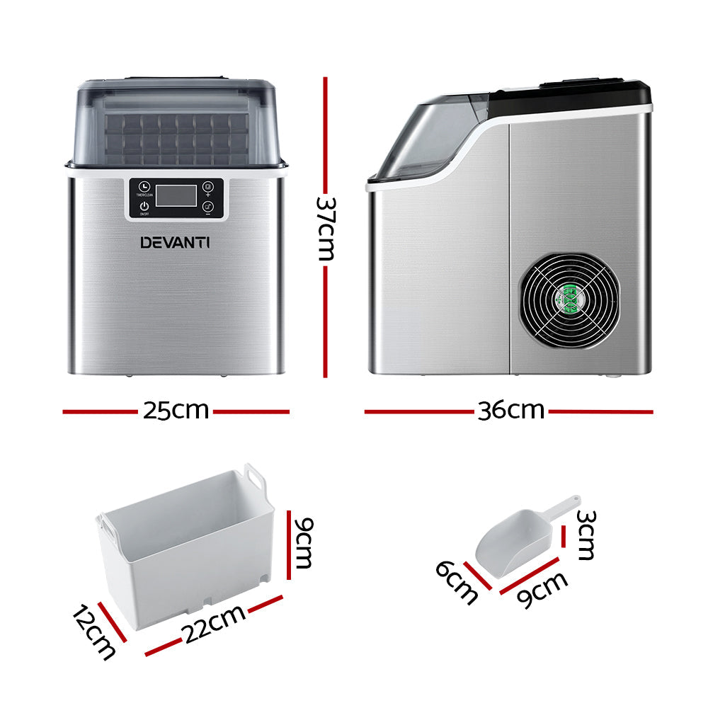 Devanti Ice Maker Machine Commercial Portable Ice Cube Tray Countertop 3.2L Devanti
