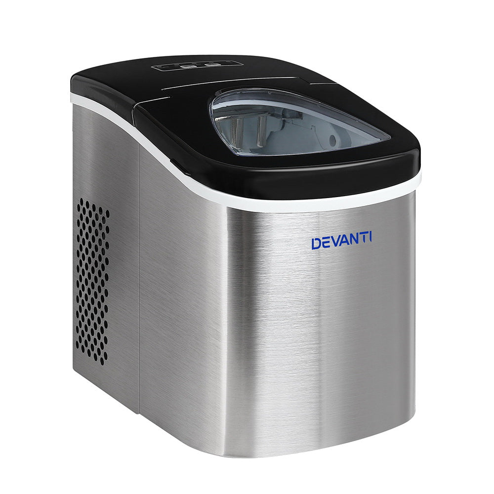Devanti 2.4L Stainless Steel Portable Ice Cube Maker freeshipping - Awezingly