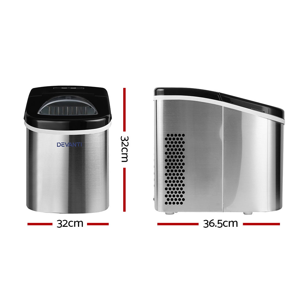 Devanti 2.4L Stainless Steel Portable Ice Cube Maker freeshipping - Awezingly