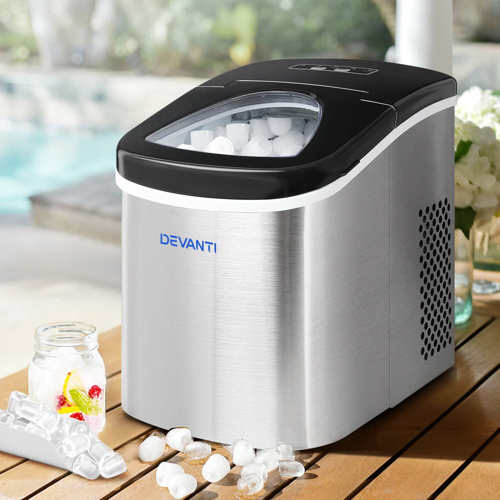 Devanti 2.4L Stainless Steel Portable Ice Cube Maker freeshipping - Awezingly