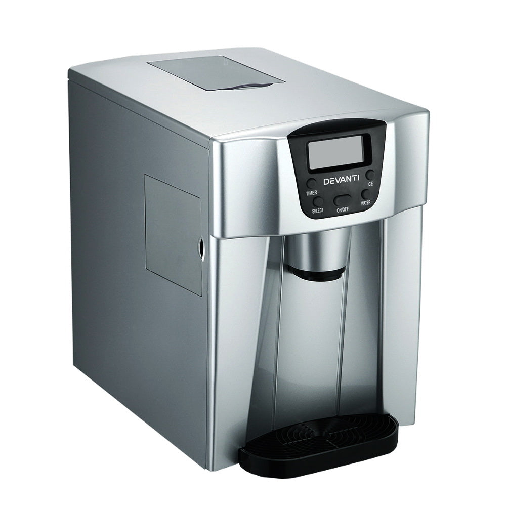 Devanti 2L Portable Ice Cuber Maker & Water Dispenser - Silver freeshipping - Awezingly