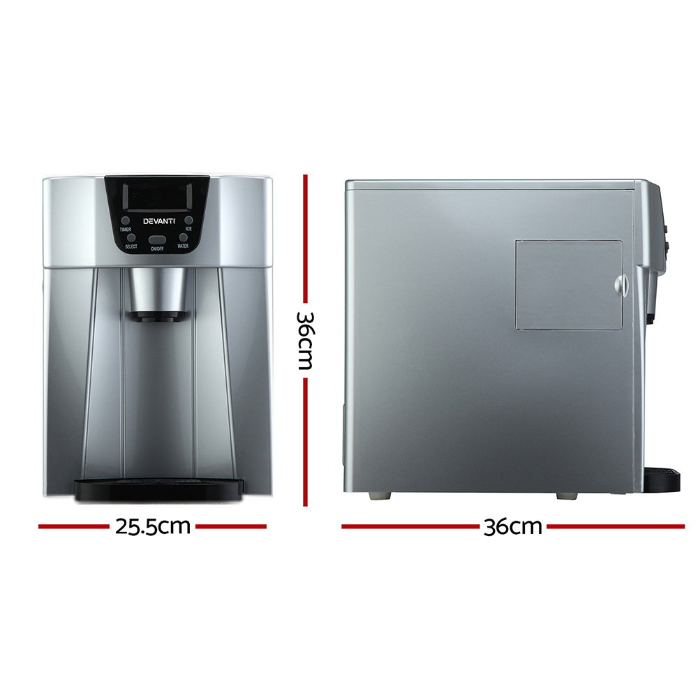 Devanti 2L Portable Ice Cuber Maker & Water Dispenser - Silver freeshipping - Awezingly