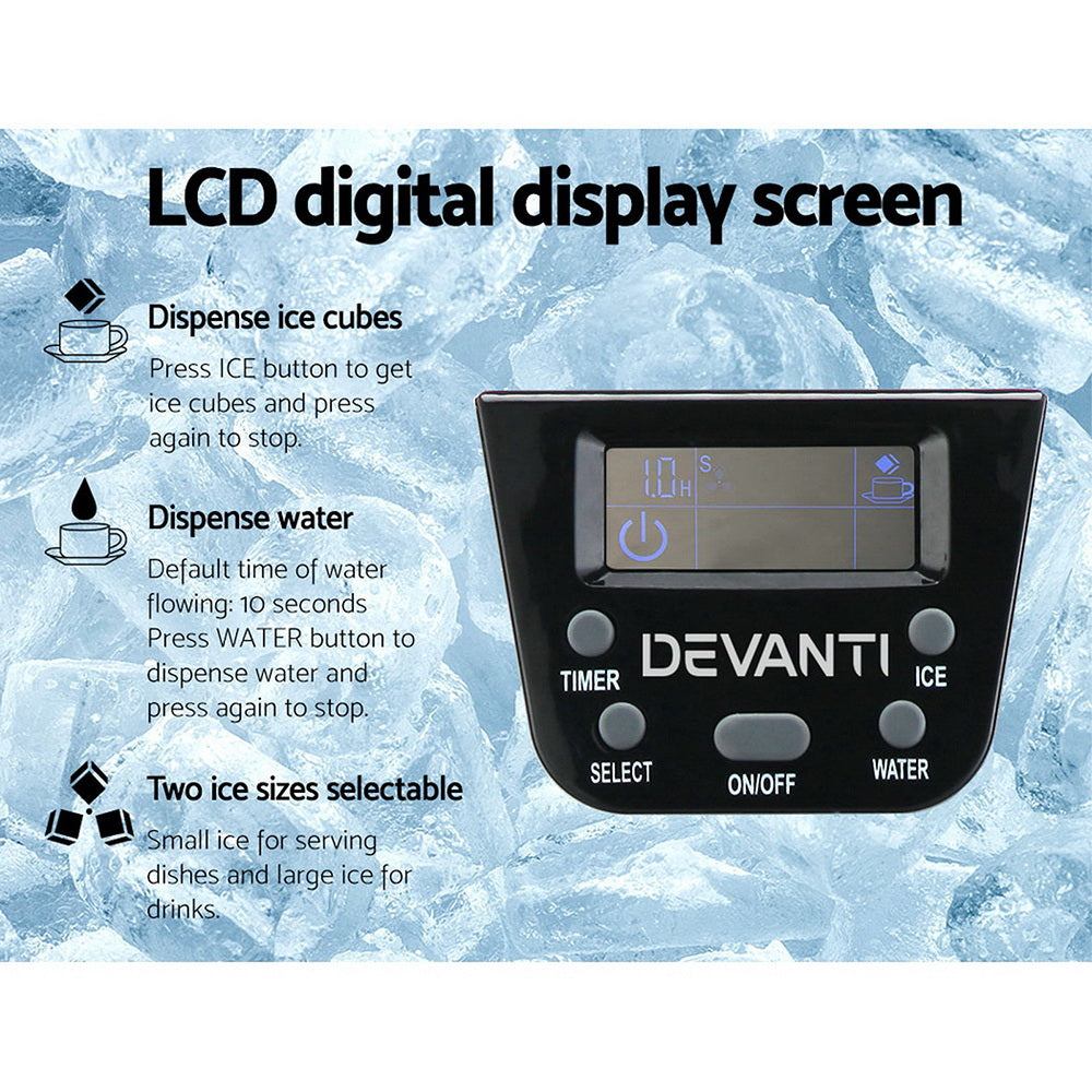 Devanti 2L Portable Ice Cuber Maker & Water Dispenser - Silver freeshipping - Awezingly