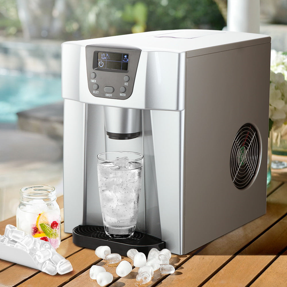 Devanti 2L Portable Ice Cuber Maker & Water Dispenser - Silver freeshipping - Awezingly