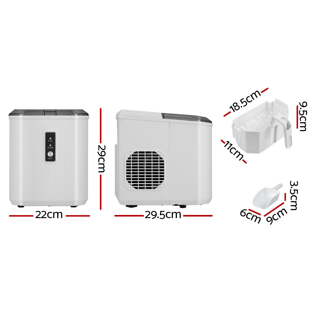 Devanti 12kg Ice Maker Machine Portable Ice Cube Tray Bar Countertop 2L Black Devanti