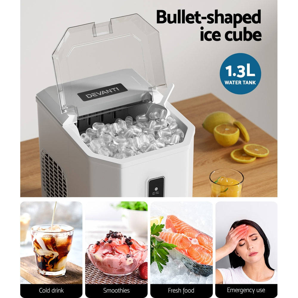 Devanti 12kg Ice Maker Machine Portable Ice Cube Tray Bar Countertop 2L Black Devanti