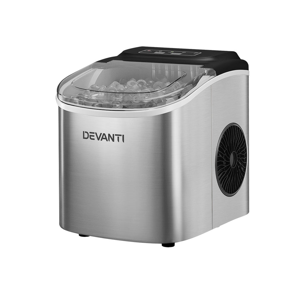 Devanti 12kg Ice Maker Machine w/Self Cleaning Portable Ice Cube Tray 2L White Devanti