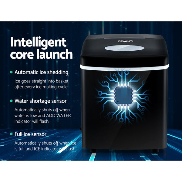 DEVANTI 3.2L Portable Ice Cube Maker Machine Benchtop Counter Black freeshipping - Awezingly