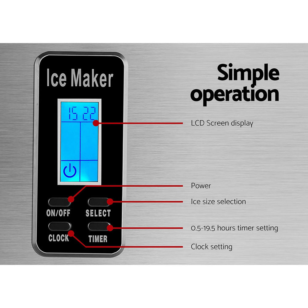 Devanti 3.2L Stainless Steel Portable Ice Cube Maker freeshipping - Awezingly