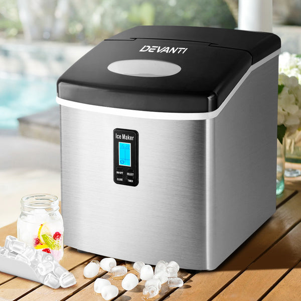 Devanti 3.2L Stainless Steel Portable Ice Cube Maker freeshipping - Awezingly