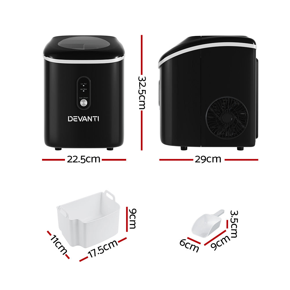 Devanti Portable Ice Maker Machine Nuggetc Ice Cube 15kg Bar Countertop Devanti