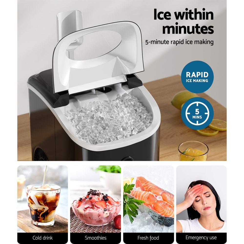 Devanti Portable Ice Maker Machine Nuggetc Ice Cube 15kg Bar Countertop Devanti
