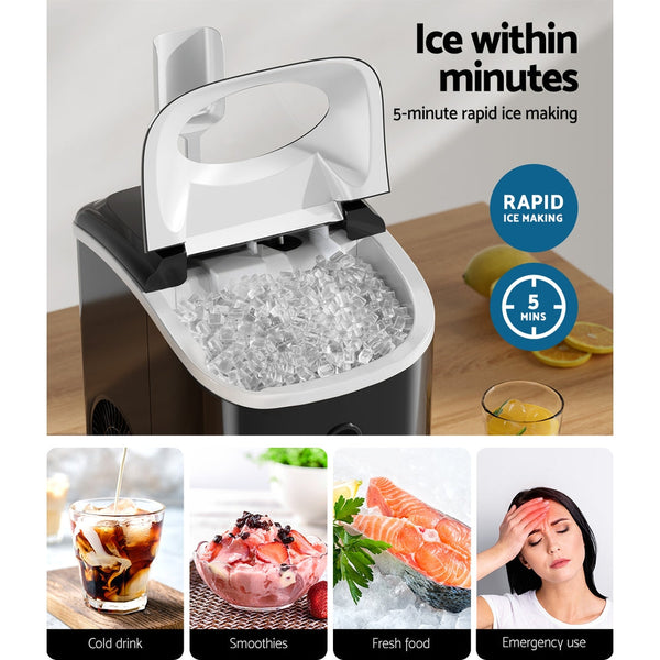 Devanti Portable Ice Maker Machine Nuggetc Ice Cube 15kg Bar Countertop Devanti