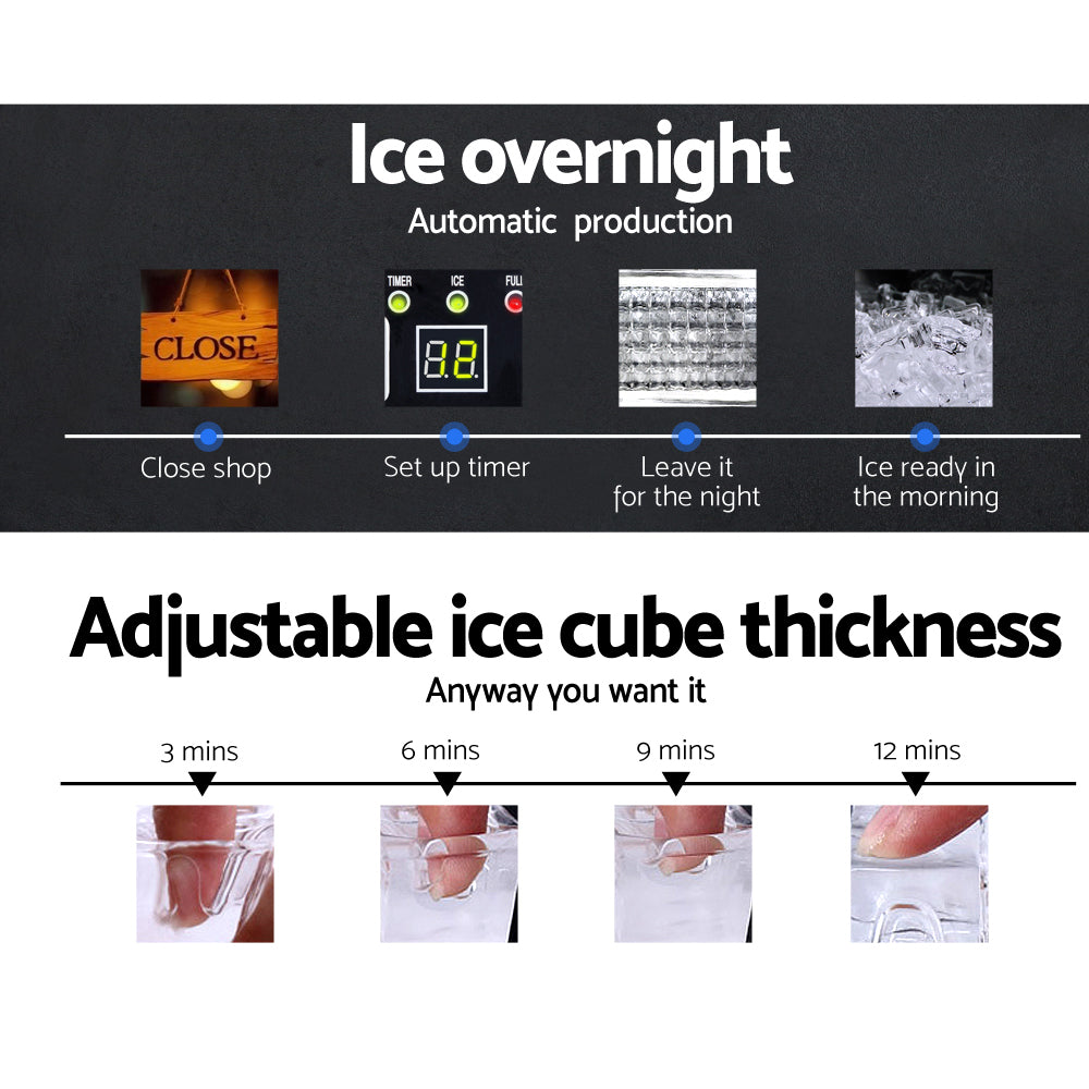 Devanti Stainless Steel Commercial Ice Cube Maker freeshipping - Awezingly