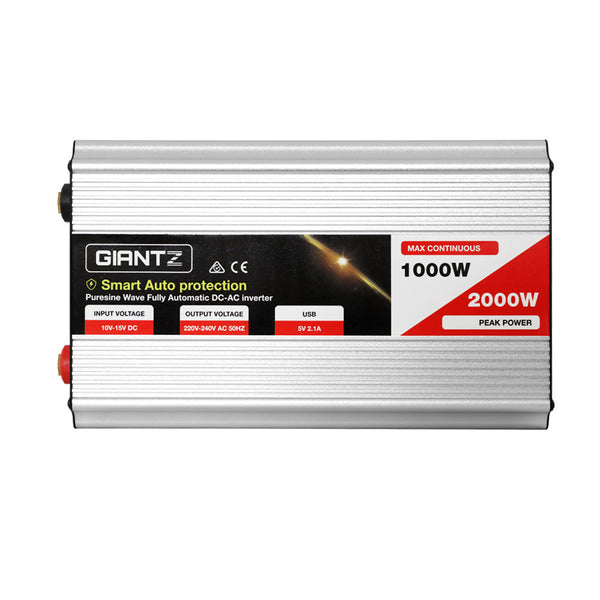 Giantz Power Inverter 1000W or 2000W Pure Sine Wave 12V-240V Camping Boat Caravan Giantz