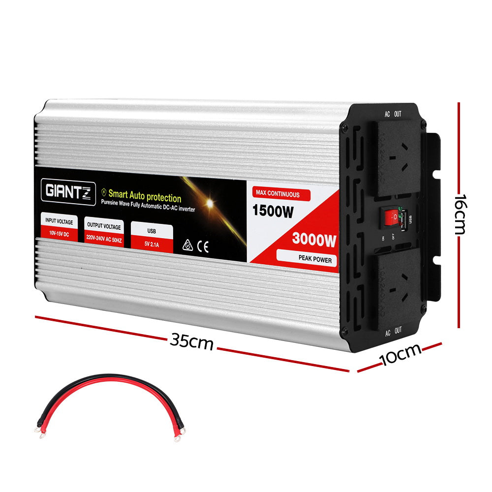 Giantz 1500W Puresine Wave DC-AC Power Inverter Giantz