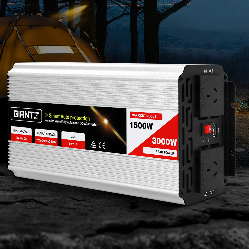Giantz 1500W Puresine Wave DC-AC Power Inverter Giantz