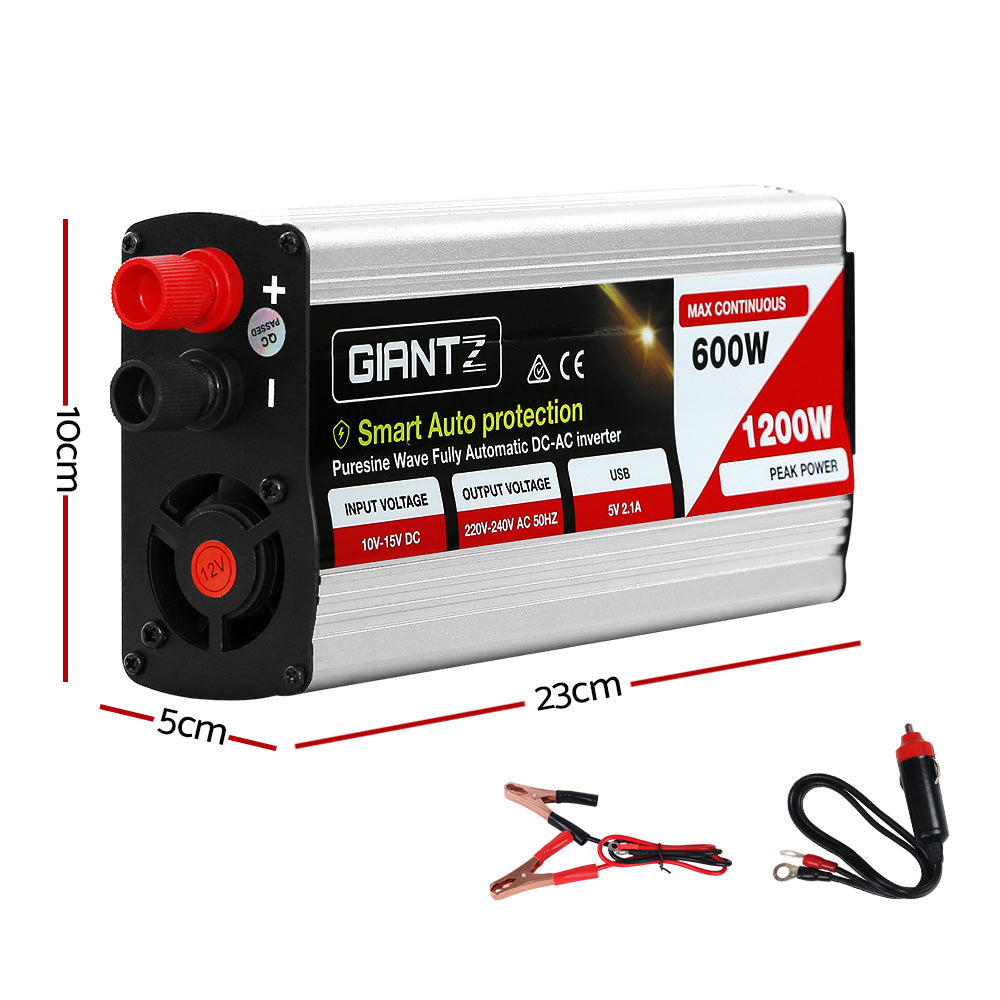 Giantz 600W Puresine Wave DC-AC Power Inverter Giantz