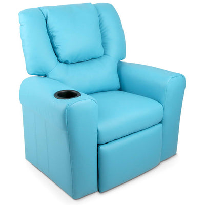 Keezi Luxury Kids Recliner Sofa Children Lounge Chair PU Couch Armchair Blue